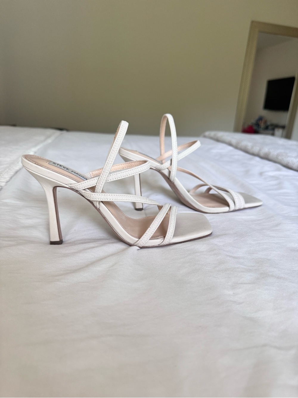 Steve Madden Cream Strappy Stiletto Sandals